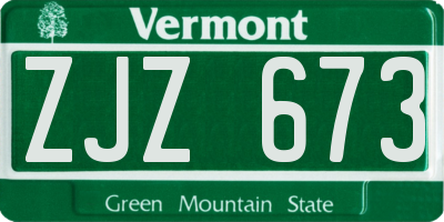 VT license plate ZJZ673