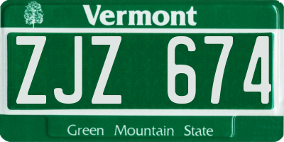 VT license plate ZJZ674