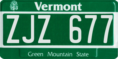 VT license plate ZJZ677