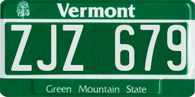 VT license plate ZJZ679