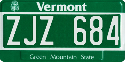 VT license plate ZJZ684