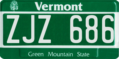 VT license plate ZJZ686