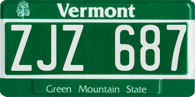 VT license plate ZJZ687