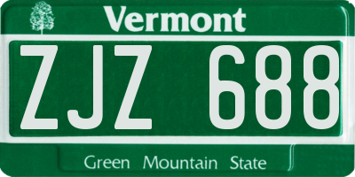 VT license plate ZJZ688
