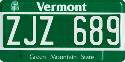 VT license plate ZJZ689