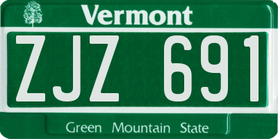 VT license plate ZJZ691
