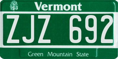 VT license plate ZJZ692