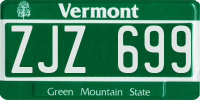 VT license plate ZJZ699