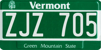 VT license plate ZJZ705