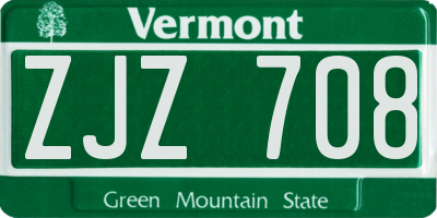 VT license plate ZJZ708