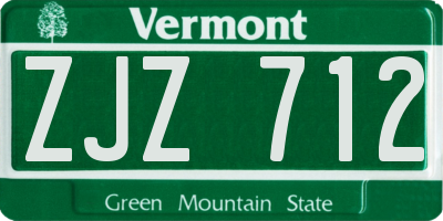 VT license plate ZJZ712