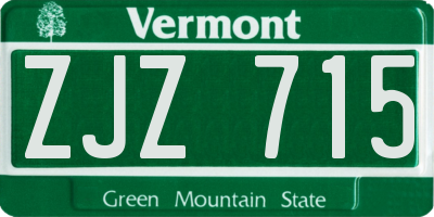 VT license plate ZJZ715
