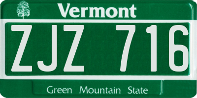VT license plate ZJZ716