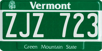 VT license plate ZJZ723
