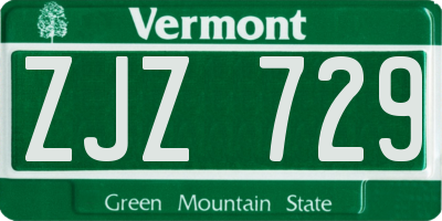 VT license plate ZJZ729