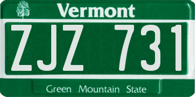 VT license plate ZJZ731