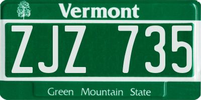 VT license plate ZJZ735