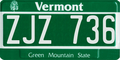 VT license plate ZJZ736