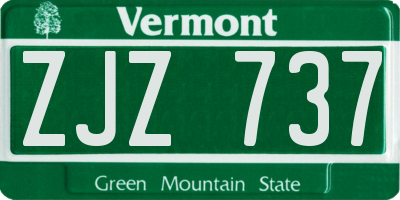 VT license plate ZJZ737