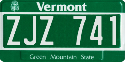 VT license plate ZJZ741
