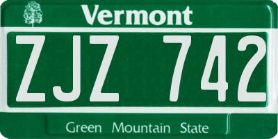 VT license plate ZJZ742