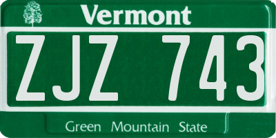 VT license plate ZJZ743