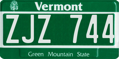 VT license plate ZJZ744