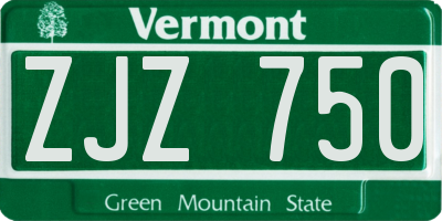 VT license plate ZJZ750