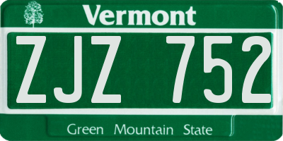 VT license plate ZJZ752