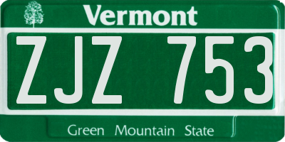 VT license plate ZJZ753