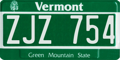 VT license plate ZJZ754