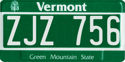 VT license plate ZJZ756