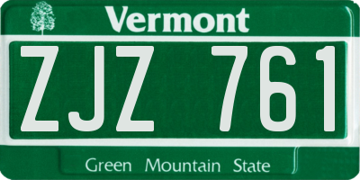 VT license plate ZJZ761