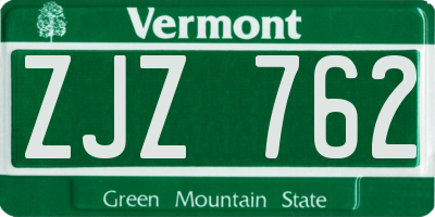 VT license plate ZJZ762