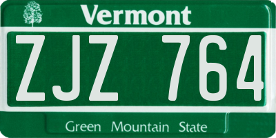 VT license plate ZJZ764