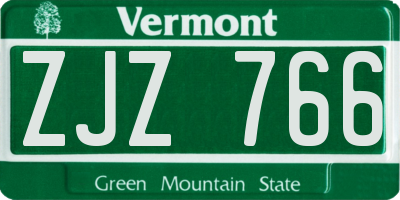 VT license plate ZJZ766