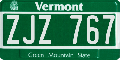VT license plate ZJZ767