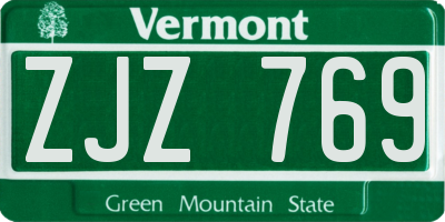 VT license plate ZJZ769