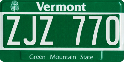 VT license plate ZJZ770