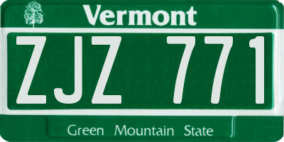 VT license plate ZJZ771