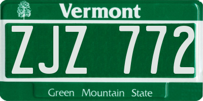 VT license plate ZJZ772