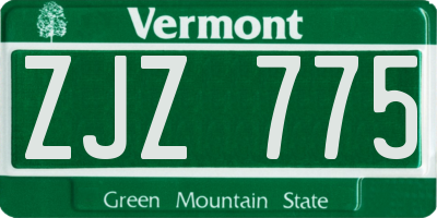 VT license plate ZJZ775