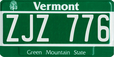 VT license plate ZJZ776