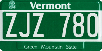 VT license plate ZJZ780