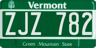 VT license plate ZJZ782