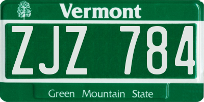 VT license plate ZJZ784