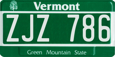 VT license plate ZJZ786