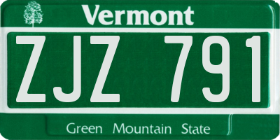 VT license plate ZJZ791