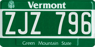 VT license plate ZJZ796