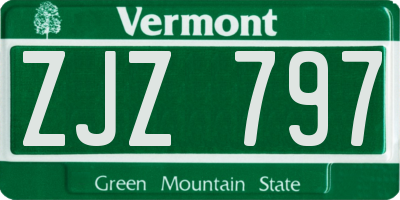 VT license plate ZJZ797